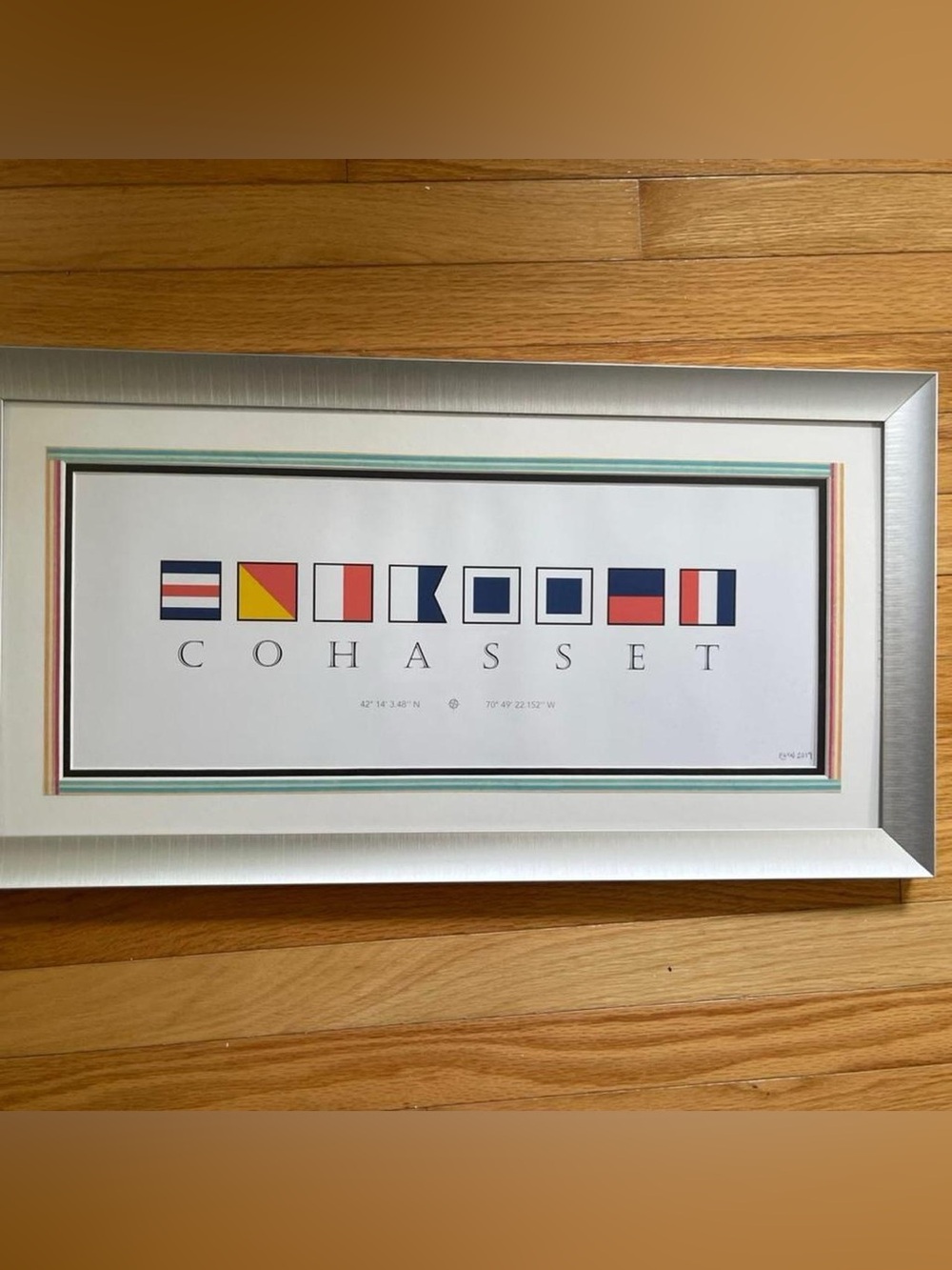Framed Cohasset Nautical Signal Flag Wall Art – 26” x 14”